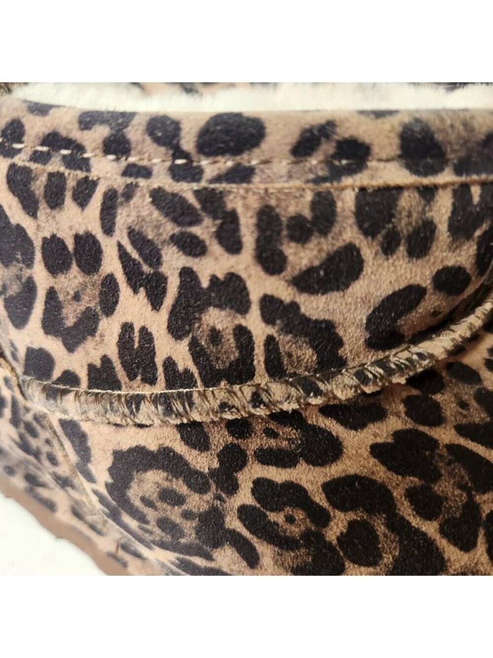 Bearpaw Elle Short Leopard Print Suede Ankle Boots Womens Size‎ 11 Brown Black - Picture 2 of 4